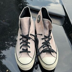 Converse Black and Cream (or pink) Suede High-Top Sneakers Classic Style